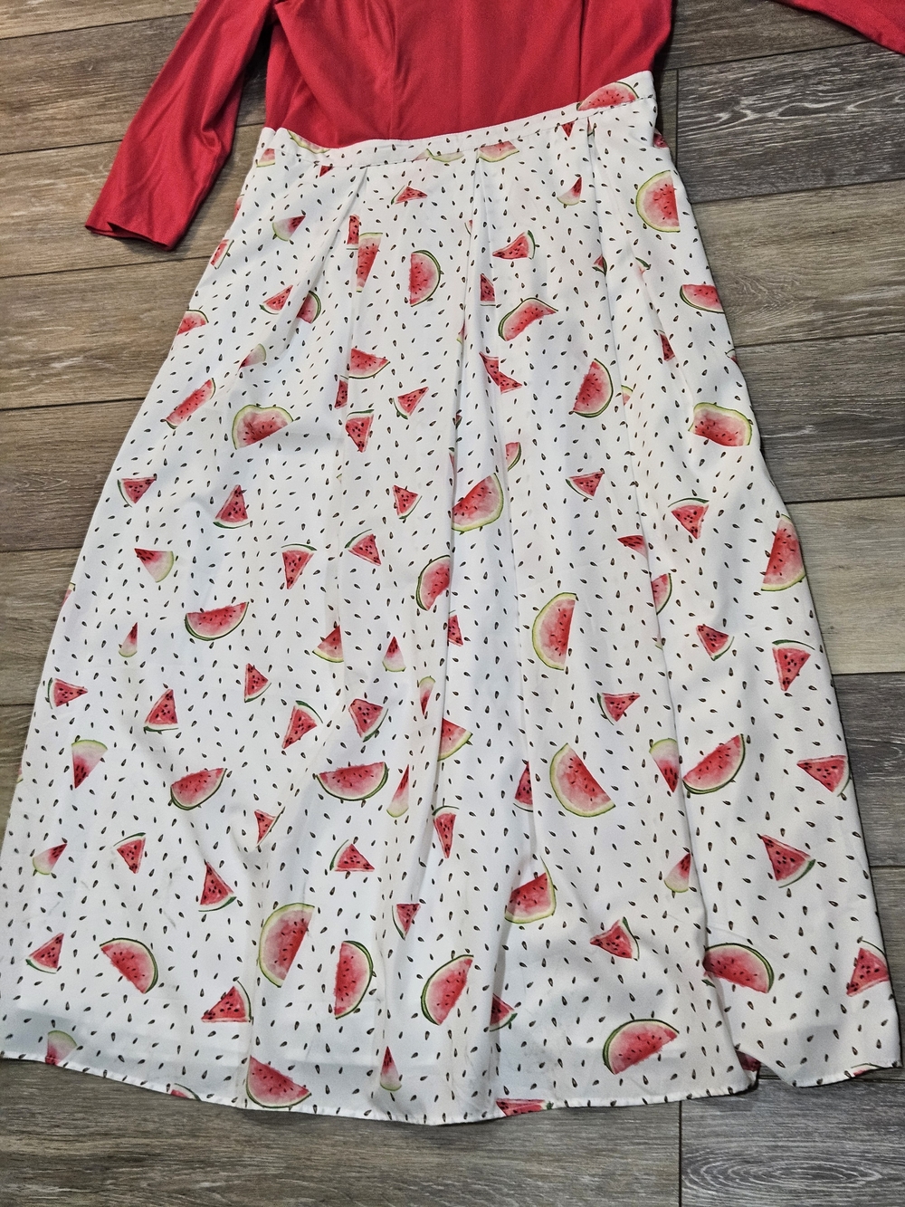 Eshakti Red Dress with Watermelon Print Maxi Skirt Size Large - Picture 4 of 8